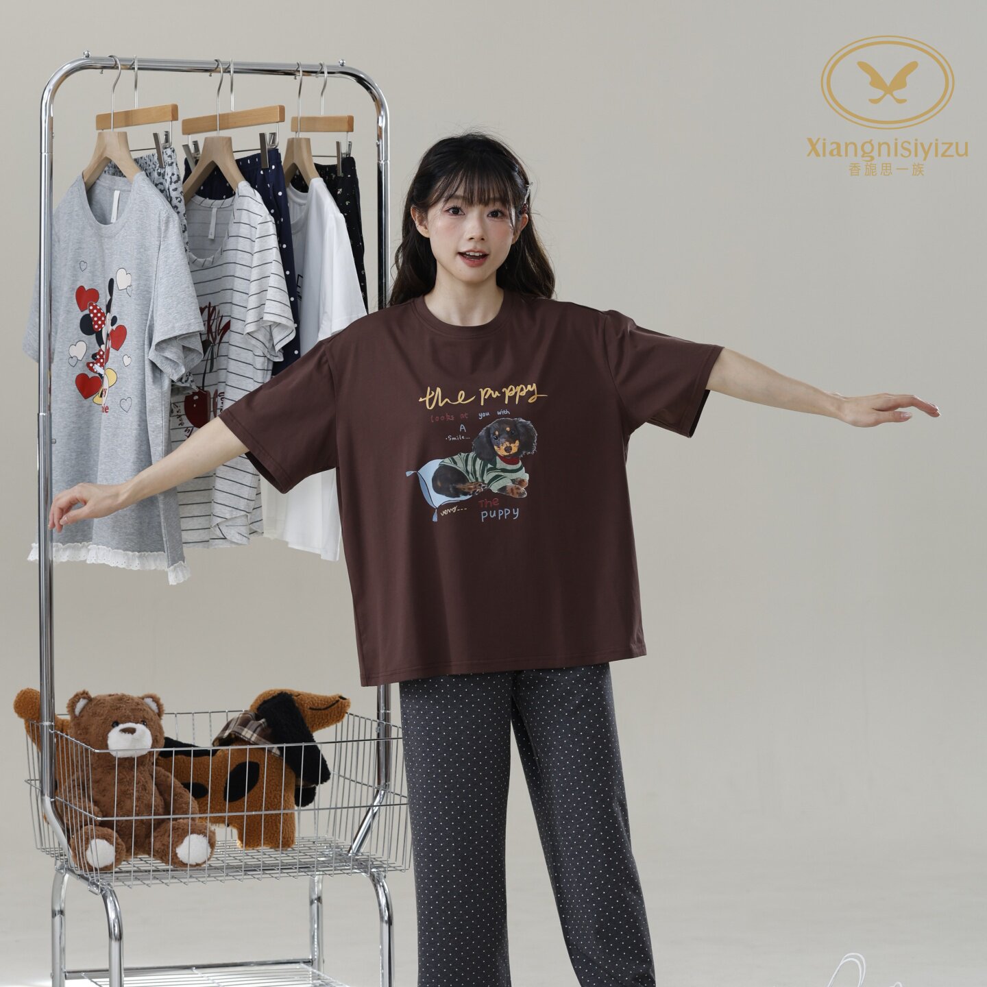 香旎思一族女夏纯棉莫代尔家居服