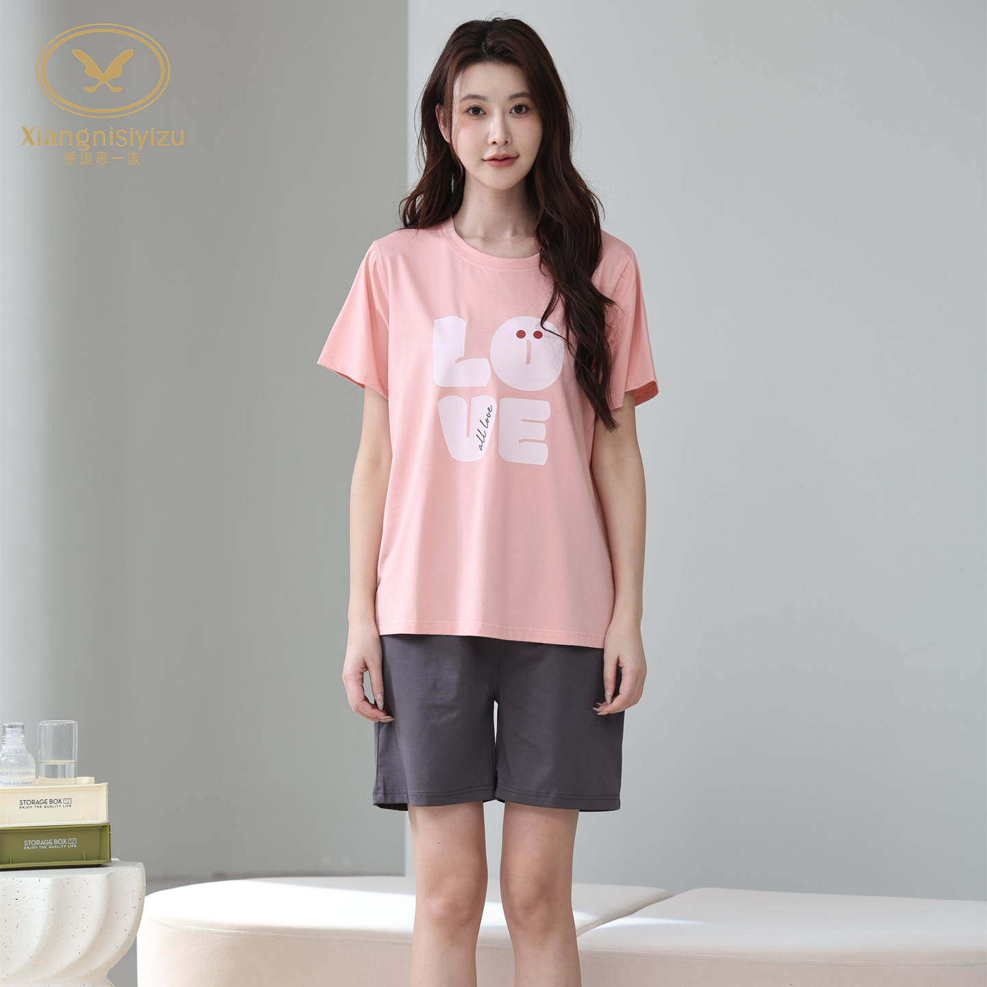 香旎思一族女夏纯棉莫代尔家居服