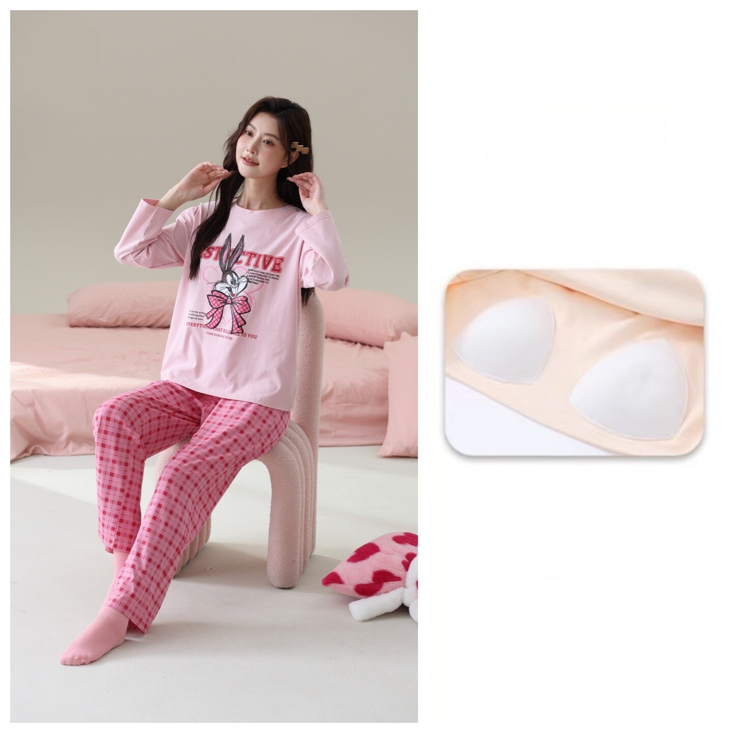 香旎思一族女秋冬胸垫款式家居服
