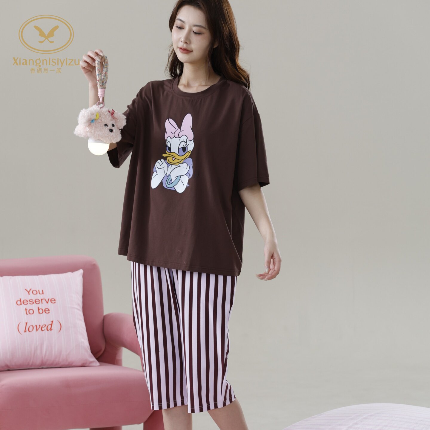 香旎思一族女夏纯棉莫代尔家居服