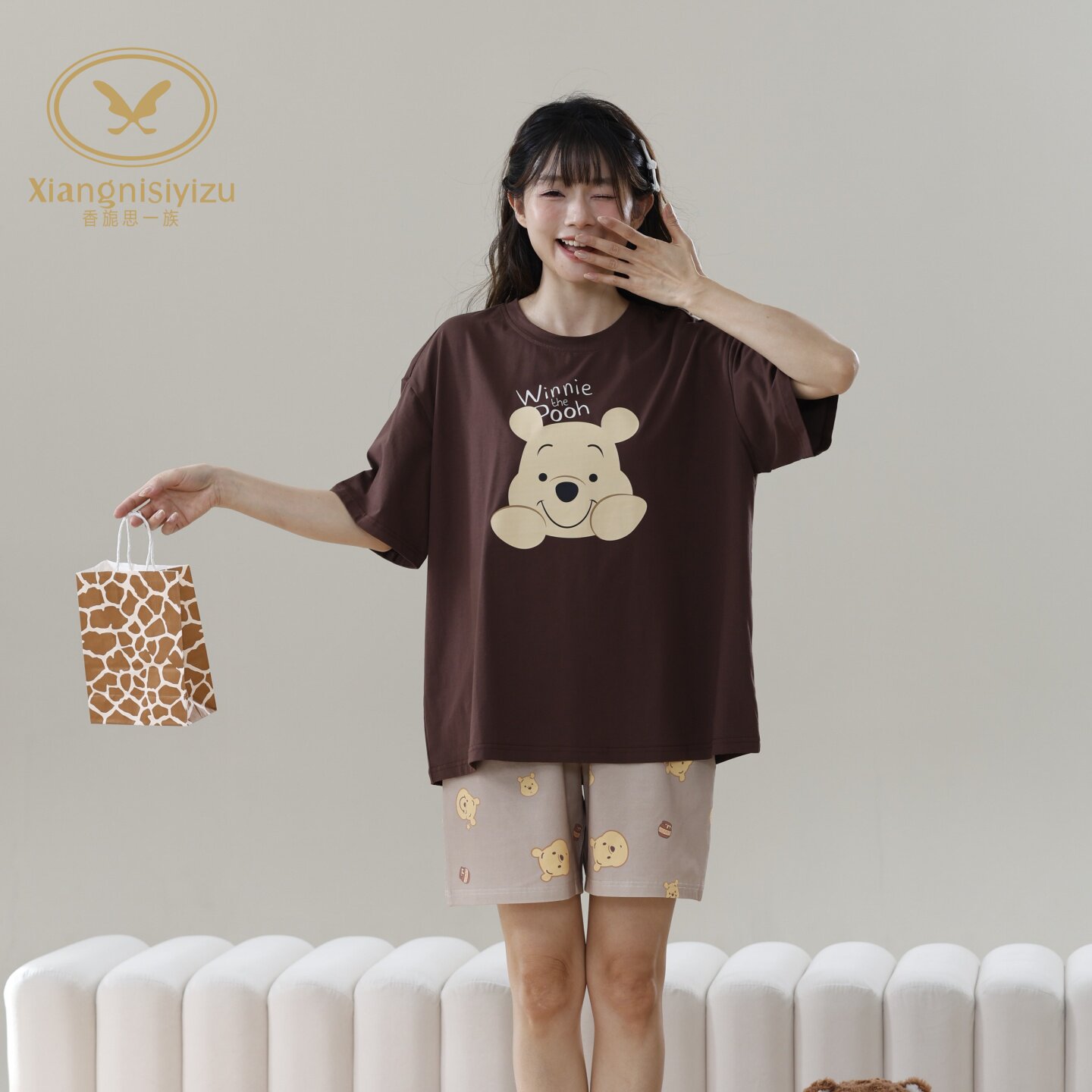 香旎思一族女夏纯棉莫代尔家居服