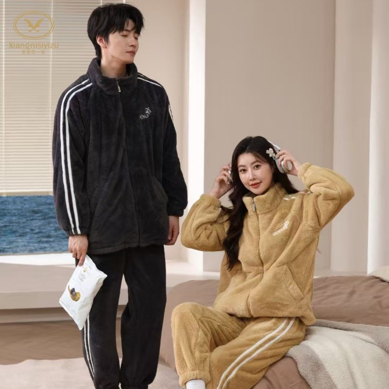 香旎思一族冬季情侣雪花绒家居服
