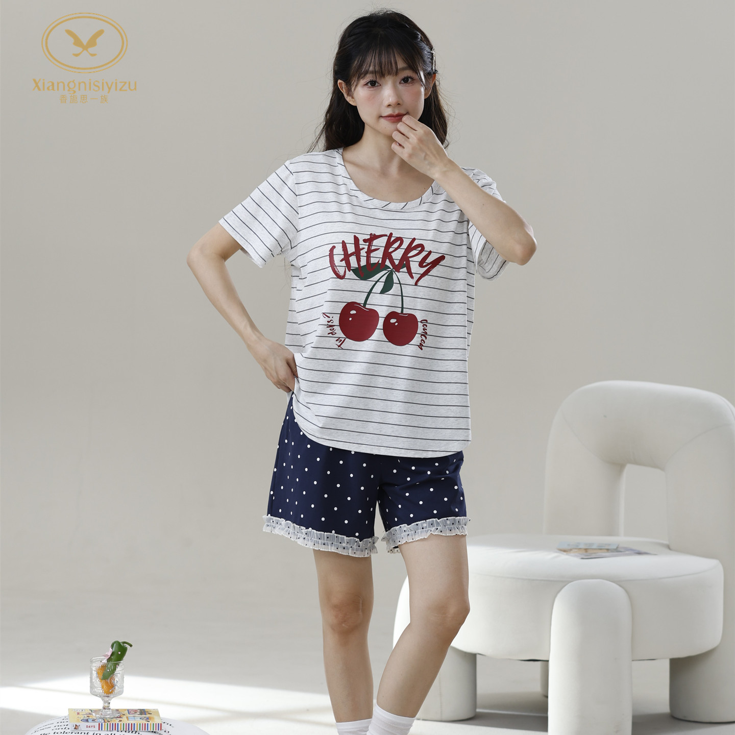 香旎思一族女夏短袖短裤家居服