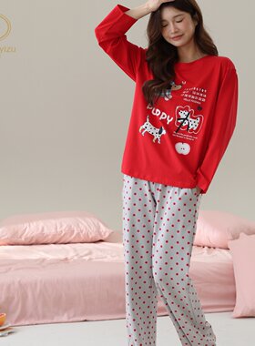 香旎思一族女纯棉拉架喜庆家居服