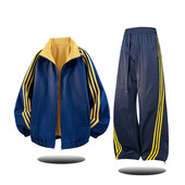 Mrakeai 春秋季 Kyyds 官方正品 MK条纹双面穿夹克套装 男装 潮新款 运