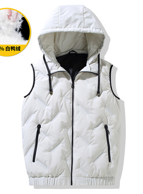 官方正品Mrakeai Kyyds MK羽绒马甲男秋冬季男士白鸭绒连帽男短款