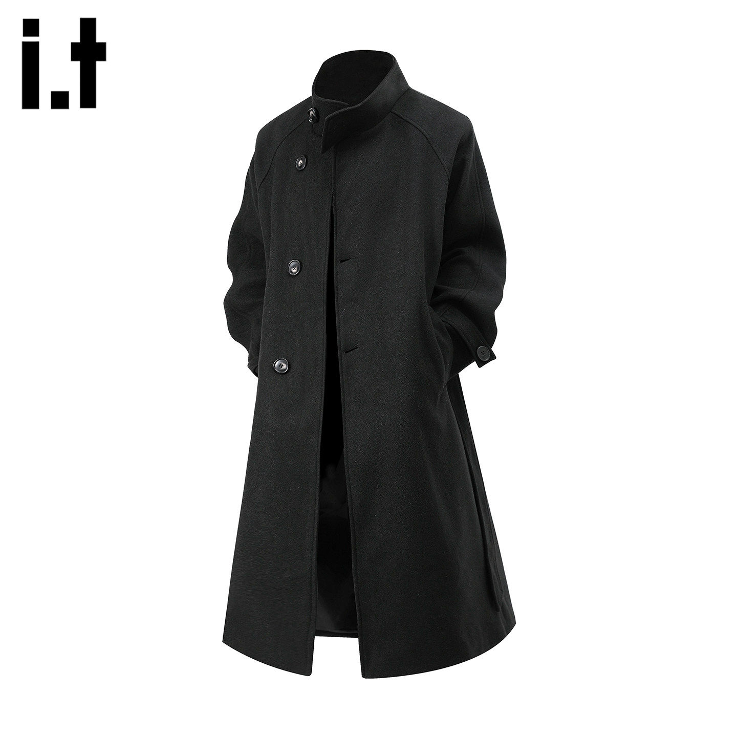 官方正品Mrakeai Kyyds MK黑色立领长款毛呢大衣男女款2025冬季宽,男装,毛呢大衣,淘宝优惠券,粉丝福利购,淘宝优惠卷