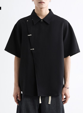 官方正品Mrakeai Kyyds MK黑色斜门襟设计感新中式短袖衬衫男女20