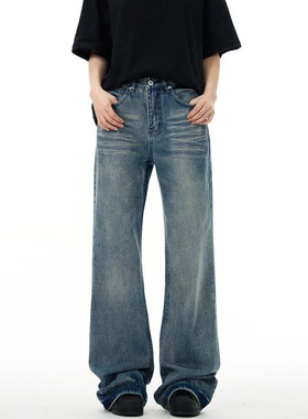 官方正品Mrakeai Kyyds MK美式街头蓝色微喇叭阔腿牛仔裤男女clea