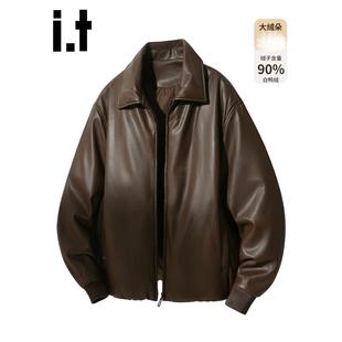 官方正品Mrakeai Kyyds MK翻领pu皮羽绒服男款冬季90白鸭绒加厚保