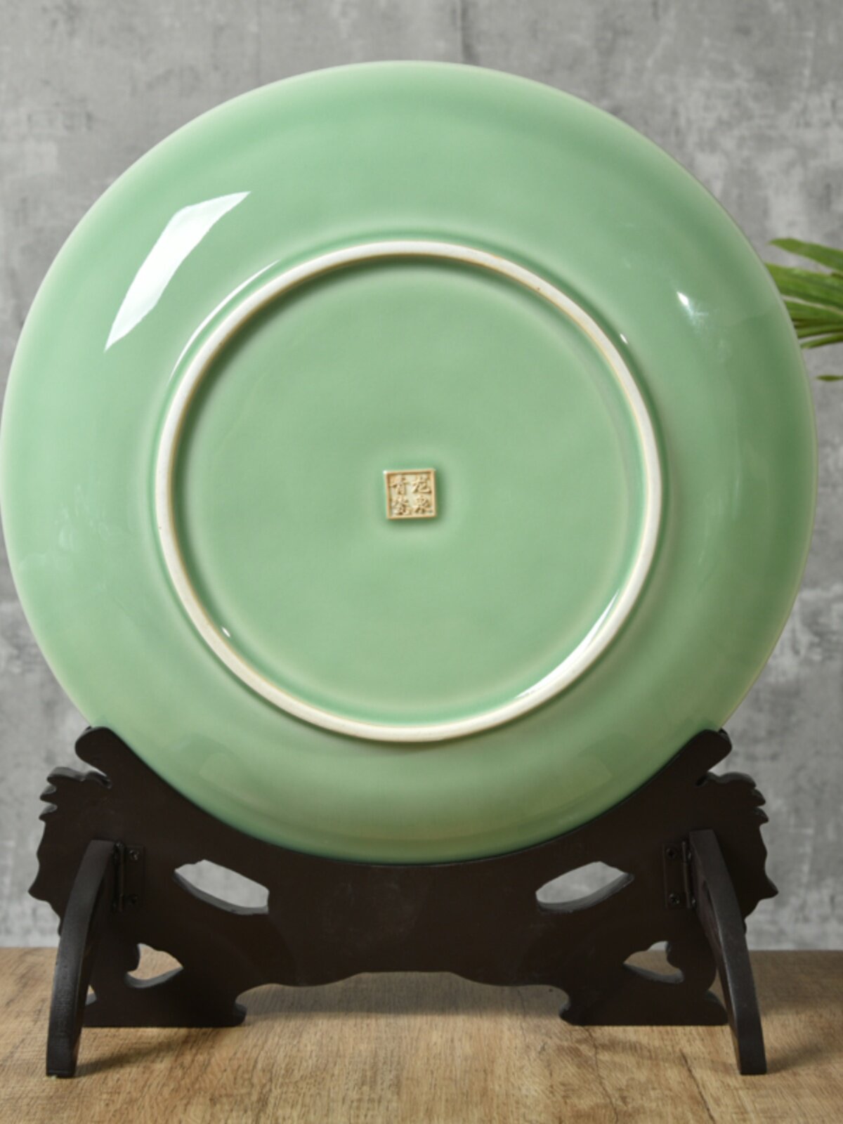 LONGQUAN 청자 일반 교수형 접시 장식품 세라믹 공예 장식 접시 거실 입구 집 집들이 선물 30CM
