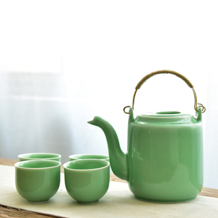 陶瓷家用茶具套装 龙泉青瓷大号提梁壶凉水壶 泡茶壶加厚耐高温壶