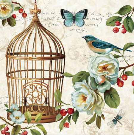 美式乡村田园花鸟装饰画画心画布鸟类唯美高清画芯喷绘仿真油画