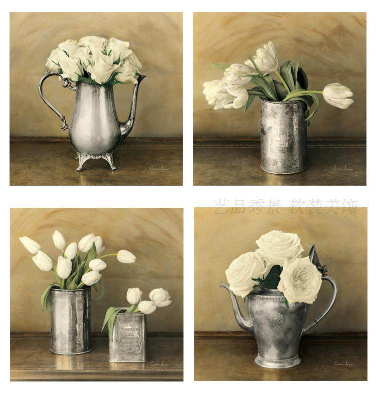 欧美复古装饰画画心花卉静物画芯画布卡纸画画纸12色微喷