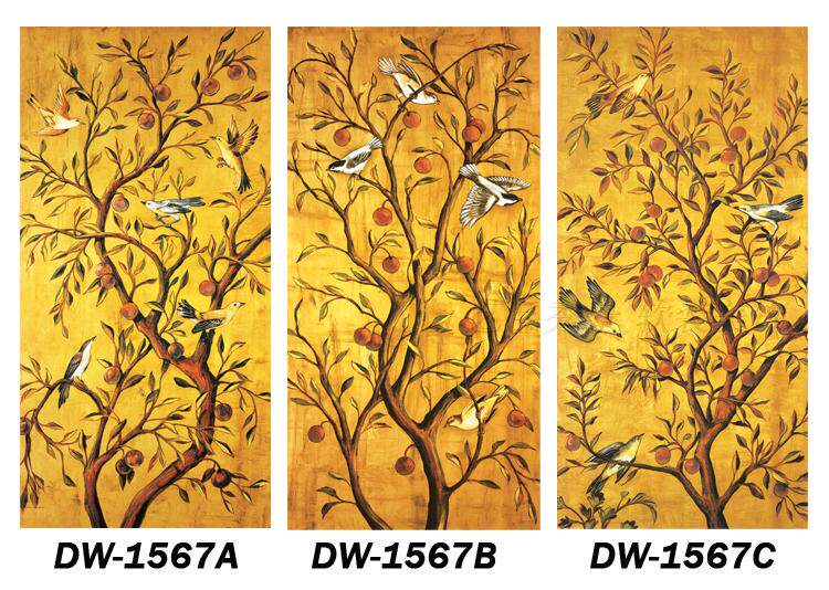 金色伊甸园小鸟雀上枝头幸福树发财树装饰画画心喷绘微喷画芯画布