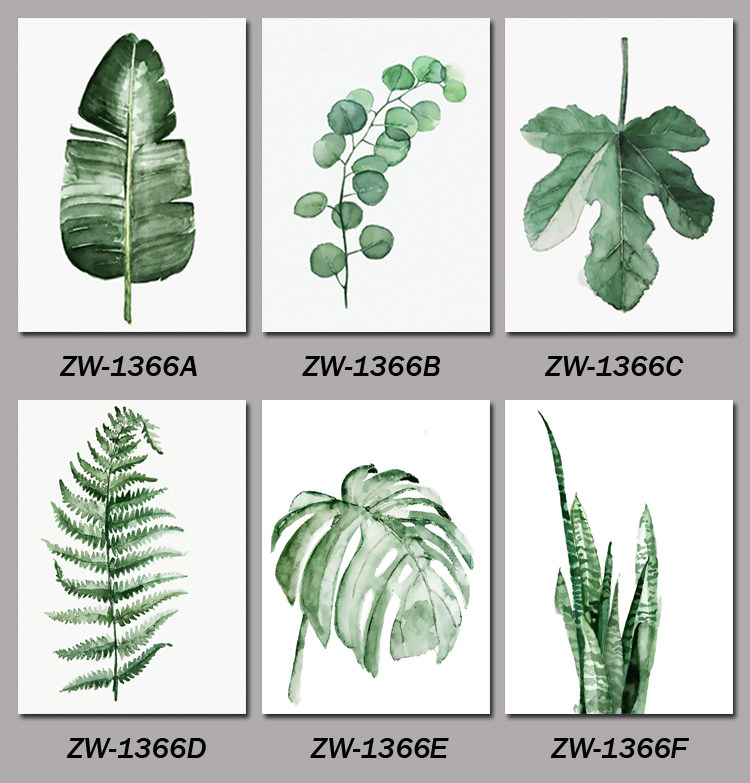 北欧小清新绿色植物龟背竹尤加利芭蕉叶子装饰画画芯画布微喷画心