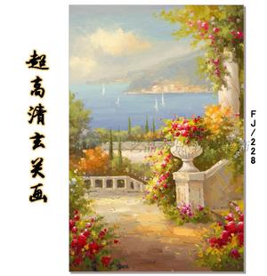 饰画画心画布 欧式 地中海风景挂画手绘翻印油画客厅画芯卧室沙发装