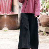 垂感高级感亚麻女裤 棉麻女装 拖地裤 2026年新款 冬 复古原创阔腿裤