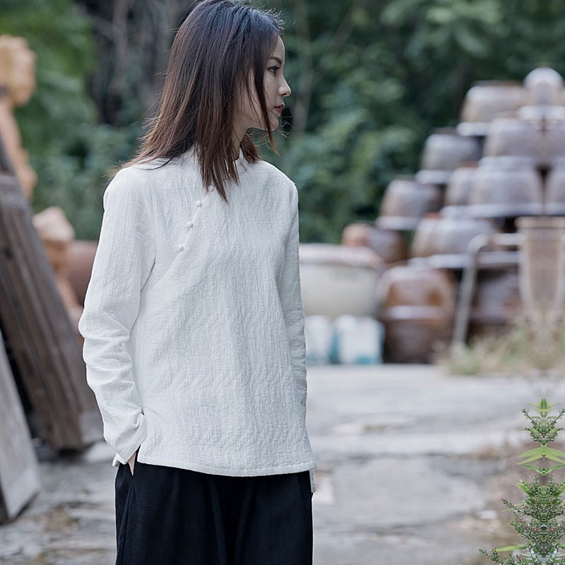 苇素盘扣原创棉麻禅服上衣
