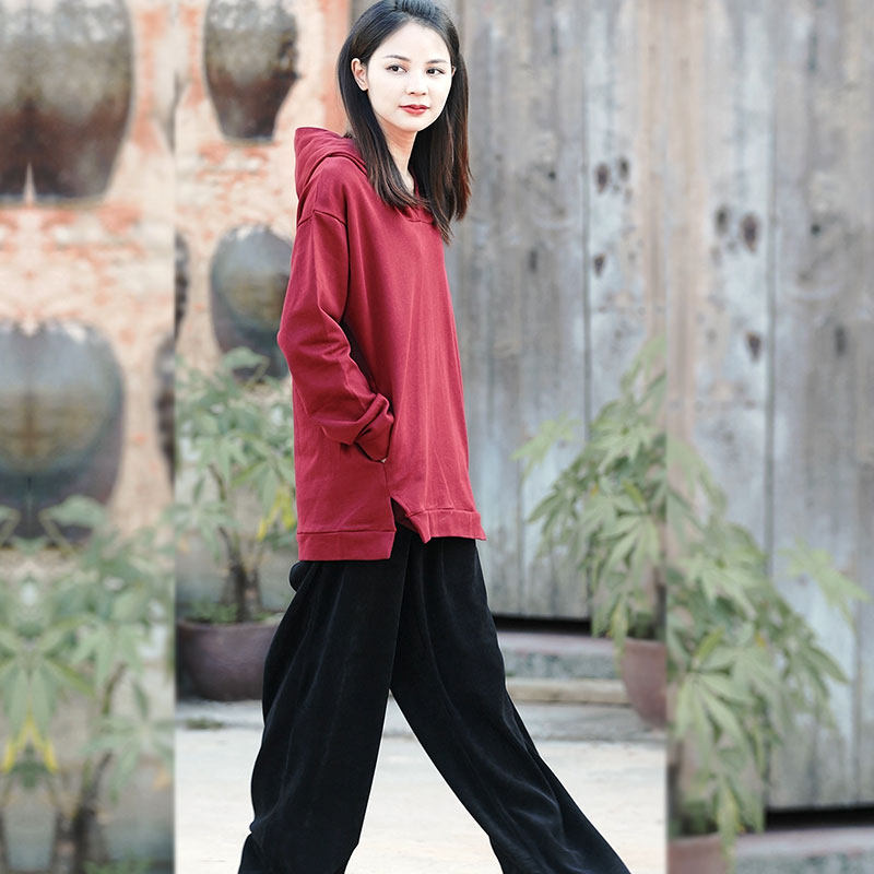连帽加厚卫衣中长款遮屁股套装女2026冬季新款雪尼儿阔腿裤雪呢绒