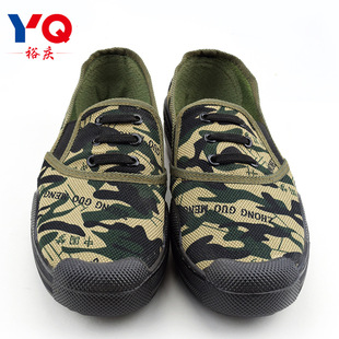 87中国梦布鞋胶鞋解放帆布胶鞋改良军训一脚蹬防滑迷彩布胶鞋轻便