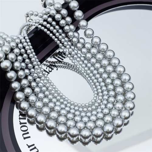 【倪妮同款·奶灰】人造大溪地奶灰铂金灰 全珠串 珍珠项链