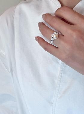 海水akoya珍珠戒指人造珍珠s925