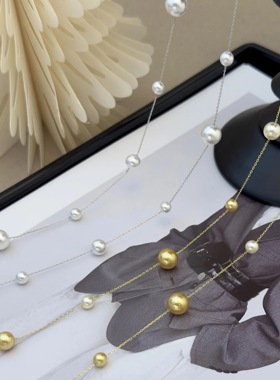 s925纯银一链N戴满天星珍珠项链