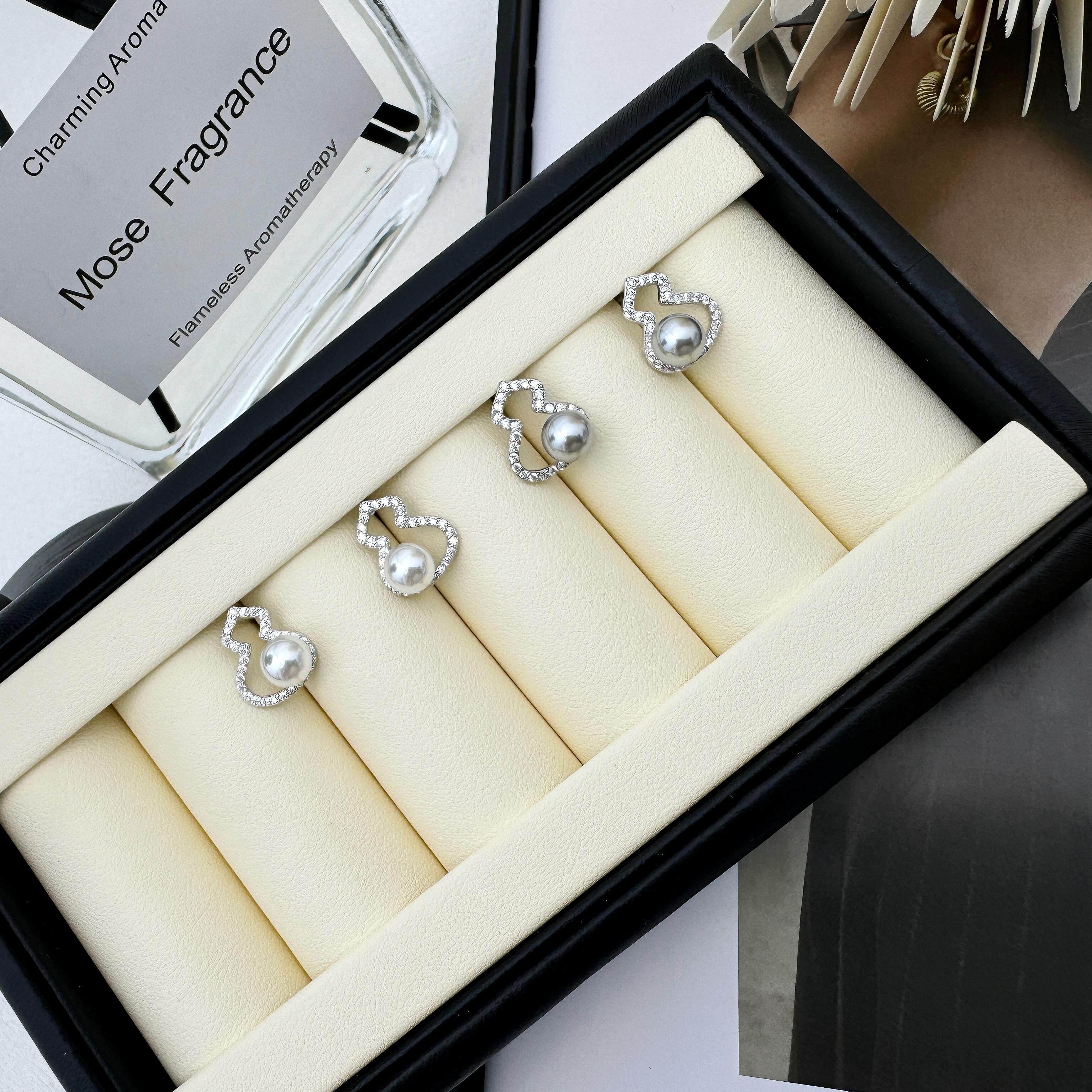 澳白珍珠葫芦珍珠耳钉S925纯银