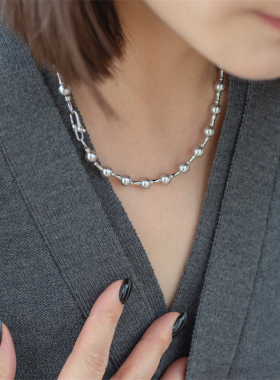 【银河赴约】 S925个性金属风 人造大溪地奶灰铂金灰色 珍珠项链