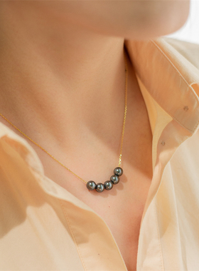 微笑路路通 人造冷光澳白/大溪地色珍珠 S925珍珠项链/吊坠链