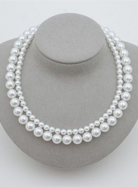 不止叠戴 S925银 超6种佩戴 人造冷光澳白/铂金灰全珠串 珍珠项链