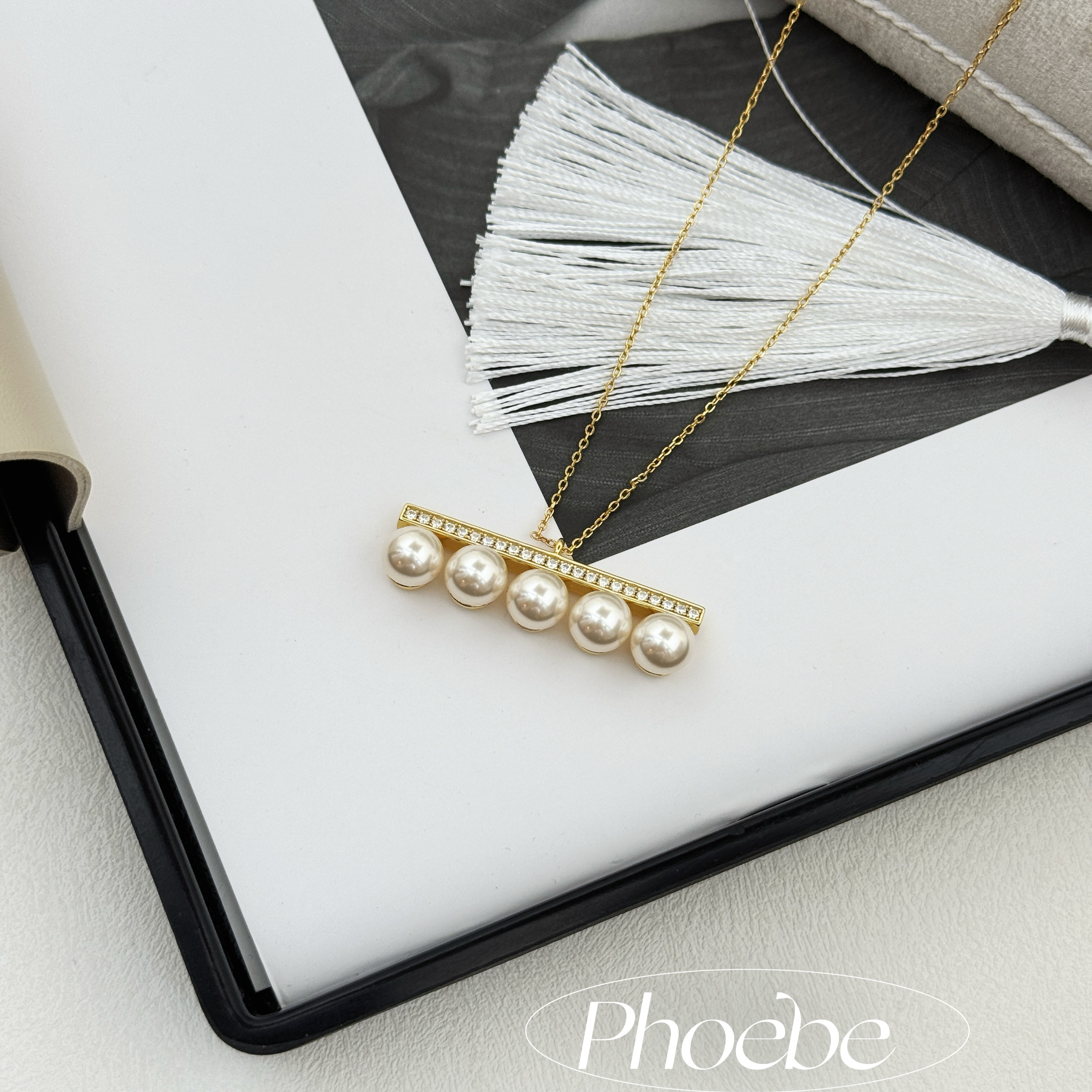 akoya五珠平衡木小众时尚项链