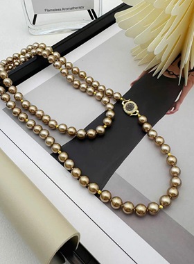 大溪地高级咖色珍珠S925长项链