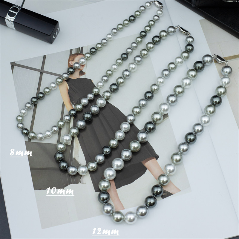 S925高级黑白灰大溪地混色全珠链