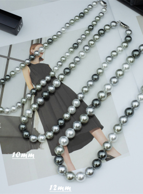 S925高级黑白灰大溪地混色全珠链