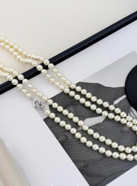 长项链银月高雅气质人造澳白项链