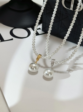 极简大气优雅澳白珍珠吊坠项链