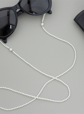 时尚潮流 优雅文艺小米珠眼镜链 人造冷光澳白/大溪地铂金灰75cm