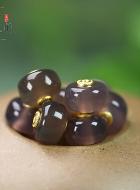 纯天然原矿紫玛瑙算盘珠镶嵌隔片9*13mm孔2mmDIY隔珠项链配饰D152