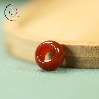 天然玛瑙石榴红算盘12*7mm孔5mm