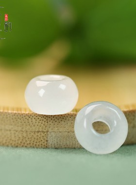 天然巴山翠14*9mm孔5mm银白色算盘珠吊饰项链DIY饰品配件古风J153