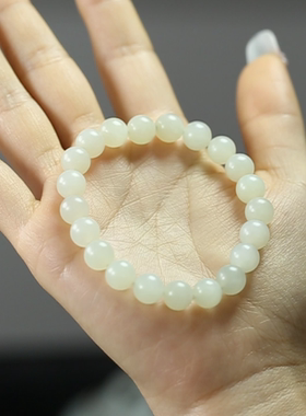 天然和田玉哑光晴水色圆珠散珠