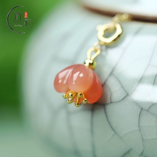 天然盐源玛瑙圆润可爱桂花小滴溜吊坠DIY手串项链挂件精致百搭D11