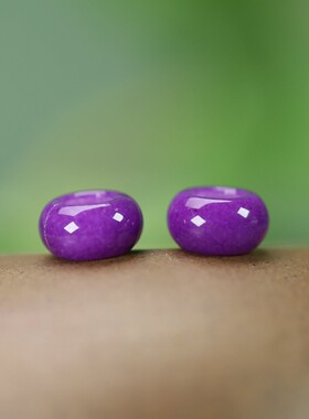 茄紫色玉石圆环8mm孔3mm算盘珠