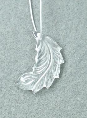 一对价。天然玉石冰透白色凤凰羽毛吊坠DIY饰品小挂件耳坠项链Y34