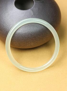 天然玛瑙冰种葡萄绿细圆条手镯女