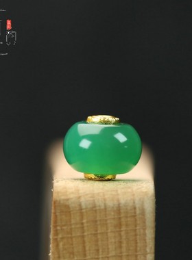 天然绿玛瑙12*10mm孔2mm算盘镶孔垫片精致单珠DIY挂饰车包链D232