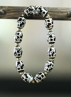 天然缠丝玛瑙九眼天珠米珠男款