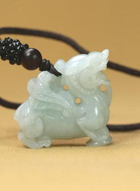 天然翡翠A货双面立体貔貅玉吊坠